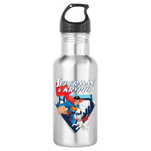 Botella De Agua Superman y Krypto Soar