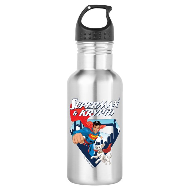Botella De Agua Superman y Krypto Soar (Anverso)
