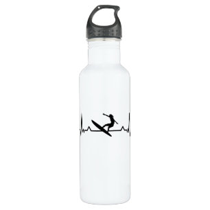 Botella De Agua Surfing Heartbeat Line Funny Surf Gifts