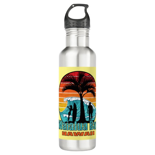 Botella De Agua Surfistas de Waialua Bay Beach Hawaii (Anverso)
