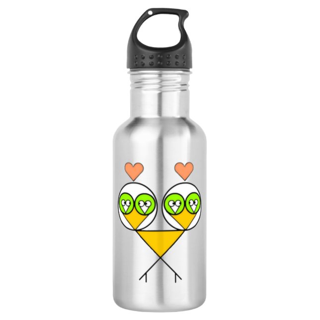 Botella de agua Surreal Fractal Lovebirds (Anverso)