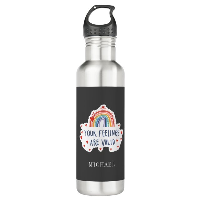 Botella De Agua Sus Sentimientos Son Válidos Para Concienciar Sobr (Anverso)