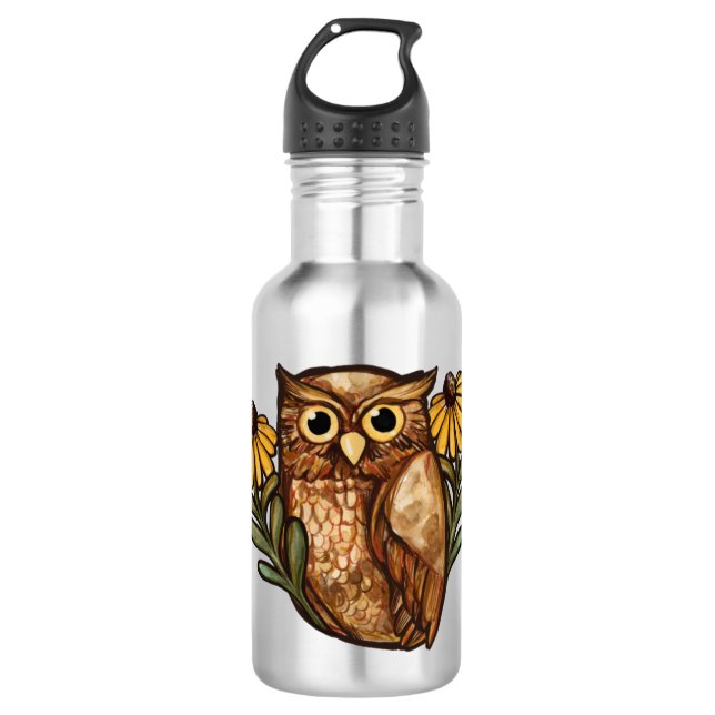 Botella De Agua Susan Owl Flower Owls Black Eyed (Anverso)