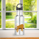 Botella De Agua Sweet Napping Sloth "Take It Easy"<br><div class="desc">Dulce ilustracion de un lindo perezoso echando una siesta en una rama de árbol y las palabras "Tómalo fácil" en letra manuscrita.</div>