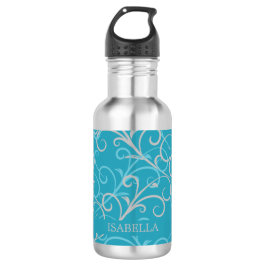 Botella De Agua Swirl azul Aqua Feminine Personalizado