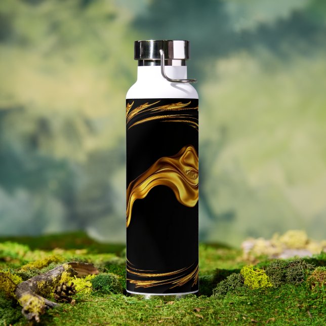 Botella De Agua Swirl Liquid Gold Black Monoch Achem Opulent Swirl (Al aire libre (girado))