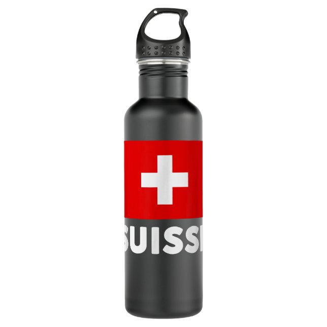 Botella De Agua Switzerland Flag Suisse Swiss Schweiz White Red  (Anverso)