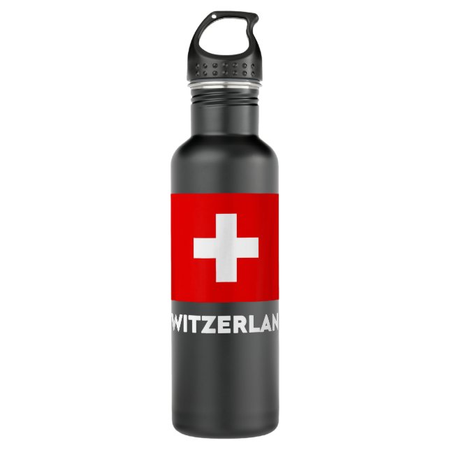 Botella De Agua Switzerland Flag Suisse Swiss Schweiz White Red   (Anverso)