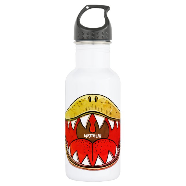 Botella De Agua T-rex Dinosaur Boca Kilos Personalizados Nombre am (Anverso)