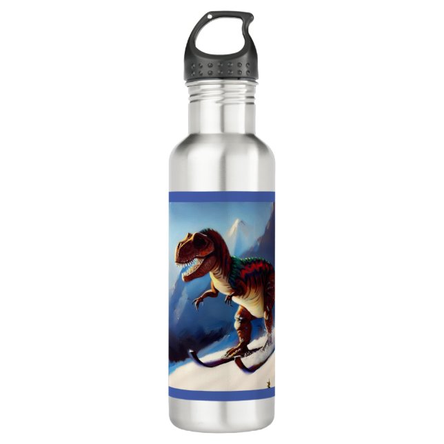Botella De Agua T Rex Skiing (Anverso)