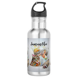 Botella De Agua Tabby Cat Watercolor Arte Gato Gatos Botella de ag