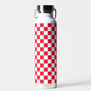 Botella De Agua Tablero de ajedrez rojo y blanco