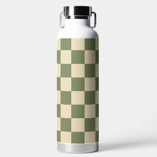 Botella De Agua Tablero de ajedrez verde y beige claro
