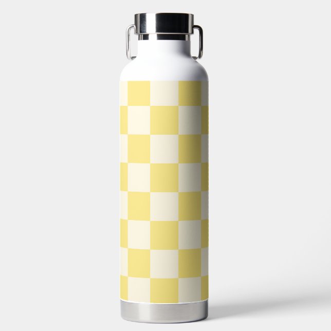 Botella De Agua Tablero de cheques amarillo (Delantero)