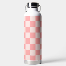 Botella De Agua Tablero de cheques rosa