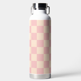 Botella De Agua Tablero de verificación rosa y crema