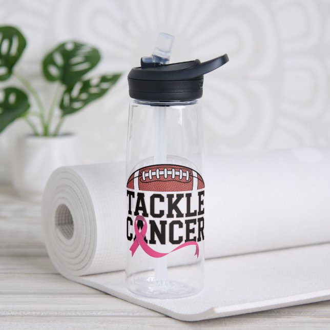 Botella De Agua Tackle Cancer Pink Ribbon Design (Yoga (girado))