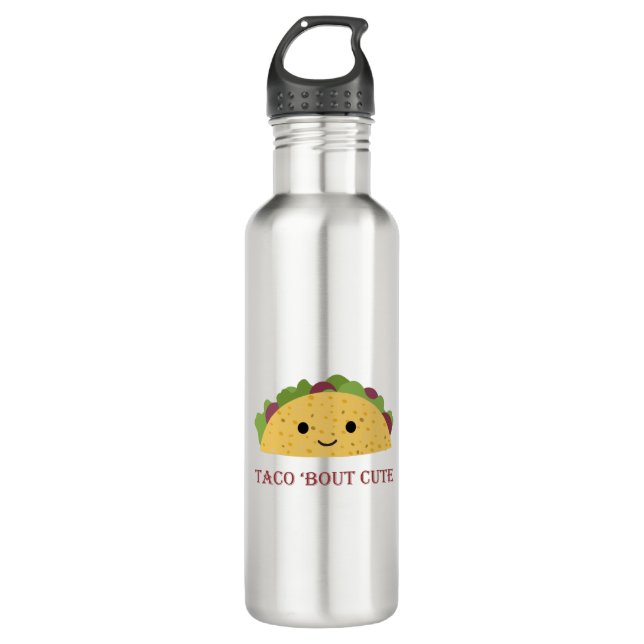 Botella De Agua Taco gracioso sobre Cute Pun y Kawaii Taco (Anverso)