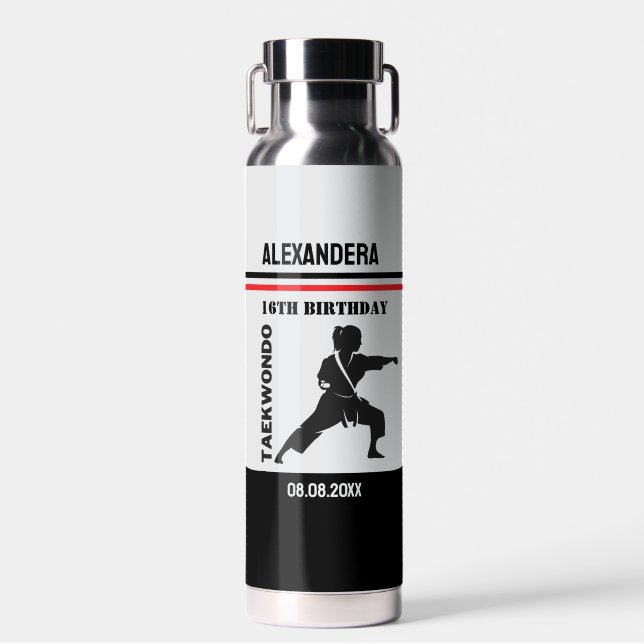 Botella De Agua Taekwondo Girl Birthday Taekwondo Player Party Gam (Delantero)