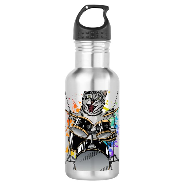 Botella De Agua Tambores de juego de tambor de gato (Anverso)
