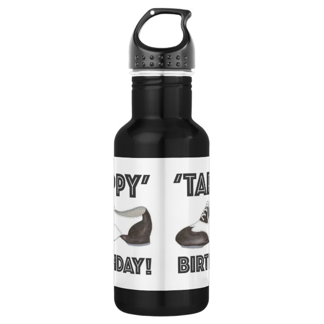 Botella De Agua Tappy Birthday Black Tap Dance Teacher Shoes (Anverso)