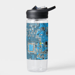 Botella De Agua Tarjeta azul de circuito geek de la computadora