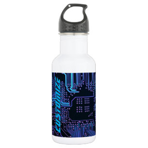 Botella De Agua Tarjeta de circuito electrónico azul del Personali