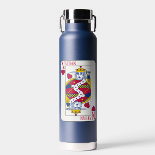 Botella De Agua Tarjeta de juego King of Hearts Custom Name Stainl