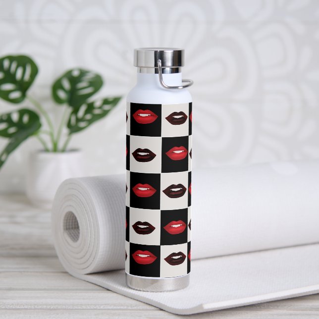 Botella De Agua Tarjeta de verificación Retro Vibes | Labios rojos (Yoga)