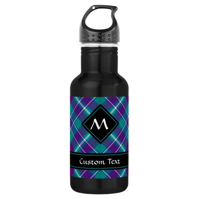 Botella De Agua Tartán verde marino, púrpura y azul (Anverso)