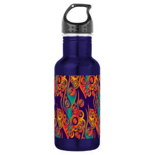 Botella De Agua Tattoo Pattern Art - llamas y círculos