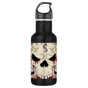 Botella De Agua Tattoo Skull Ocho Ball Flame 32. oz.