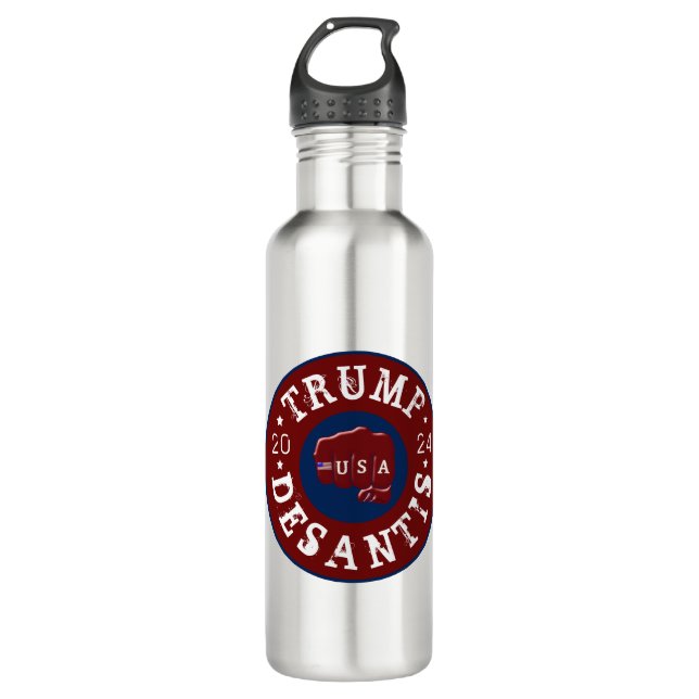 Botella De Agua Tatuaje de puño estadounidense Trump DeSantis 2024 (Anverso)