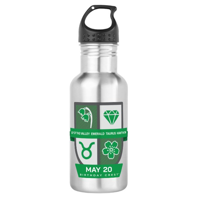 Botella De Agua Taurus Birthday Crest™ for May 1-20 (Anverso)