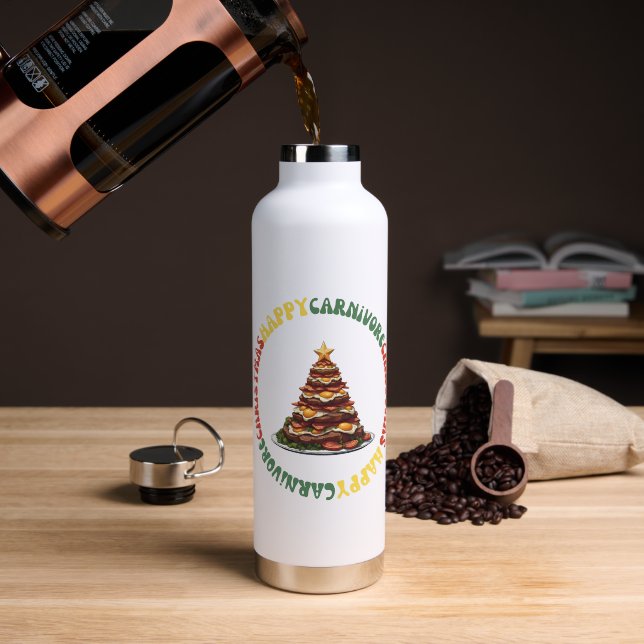 Botella De Agua Taza de Carnivoro Navidad (Café (girado))