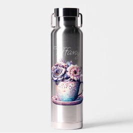 Botella De Agua Taza de té vintage bonita personalizada de flores