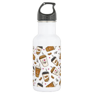 Botella De Agua Tazas de café, granos de café, amante del café, co