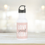 Botella De Agua Te Amas Positivamente Hoy Cita Rosa Pastel<br><div class="desc">Te Amas Positivamente Hoy Cita Rosa Pastel</div>