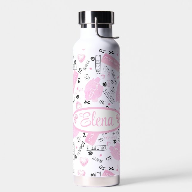 Botella De Agua  Te amo en varias idiomas para Personalizar (Izquierdo)