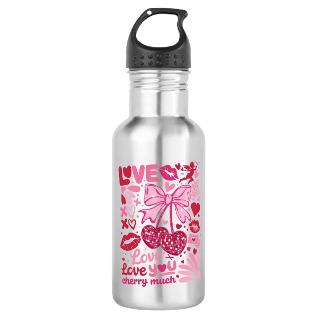 Botella De Agua te amo te amo mucho cereza (Anverso)