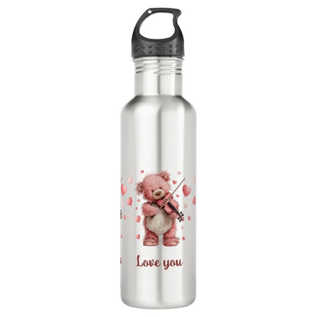 Botella De Agua Te amo Teddy con violín (Anverso)