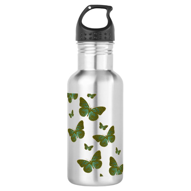 Botella De Agua Teal Butterflies Water Bottle (Anverso)