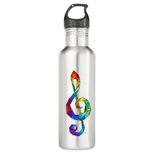 Botella De Agua Tecla musical arcoiris tremendo clef (Anverso)