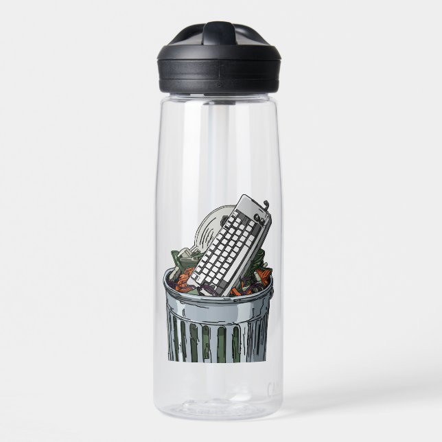 Botella De Agua Teclado en cubo de basura (Delante)