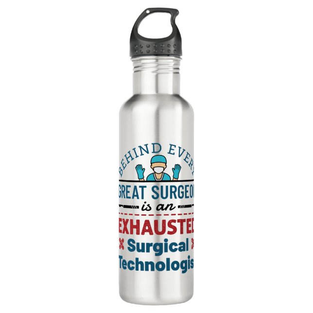 Botella De Agua Tecnología quirúrgica agotada Funny Scrub Tech (Anverso)
