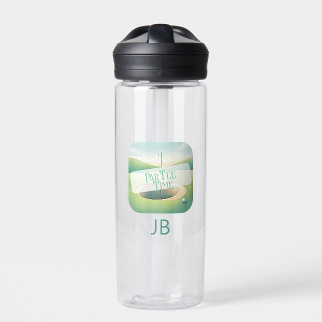 Botella De Agua Tema de Golf Monograma Par-Tee (Delante)