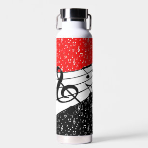 Botella De Agua tema musical rojo y negro