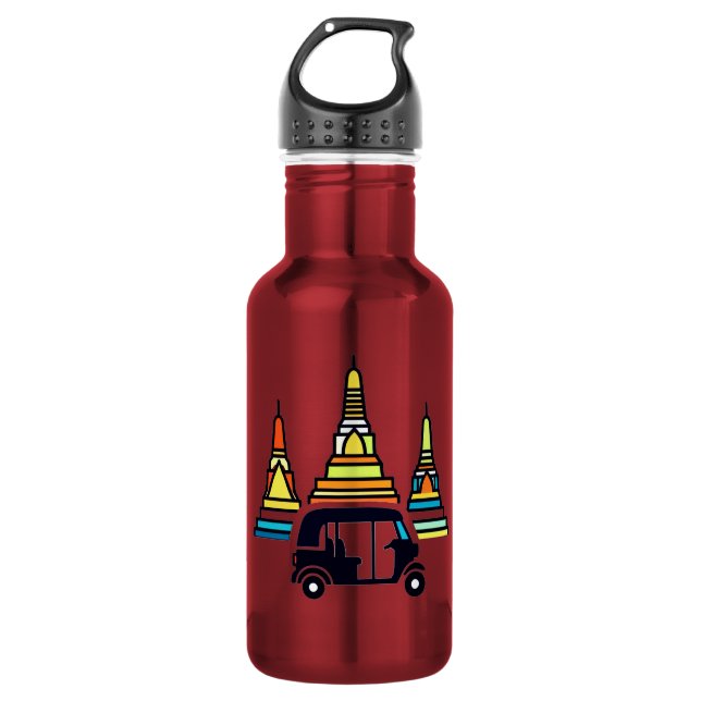 Botella De Agua Templos tailandeses y tuk tuks (Anverso)