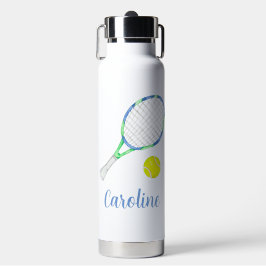 Botella De Agua Tenis azul y verde acuarela personalizada
