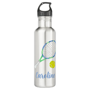 Botella De Agua Tenis azul y verde acuarela personalizada